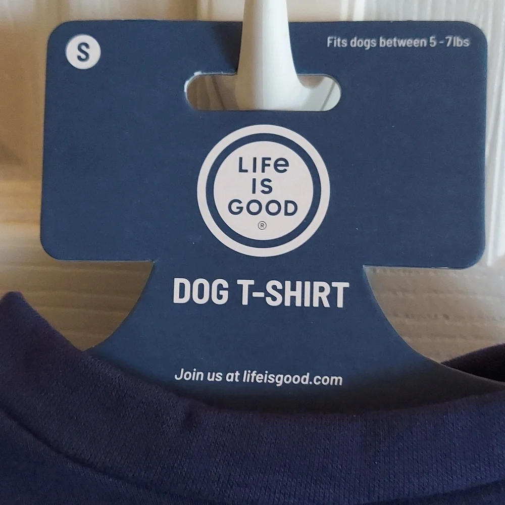 Americana Patriotic Dog T-shirt BLUE, RED & WHITE Life Is Good - SMALL BNWT SO